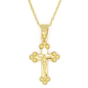18K Flower Cross Necklace for Women Men's Chain Pendant Jewelry