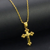 18K Flower Cross Necklace for Women Men's Chain Pendant Jewelry