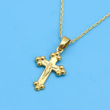 18K Flower Cross Necklace for Women Men's Chain Pendant Jewelry