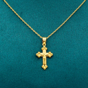 18K Flower Cross Necklace for Women Men's Chain Pendant Jewelry