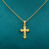 18K Flower Cross Necklace for Women Men's Chain Pendant Jewelry