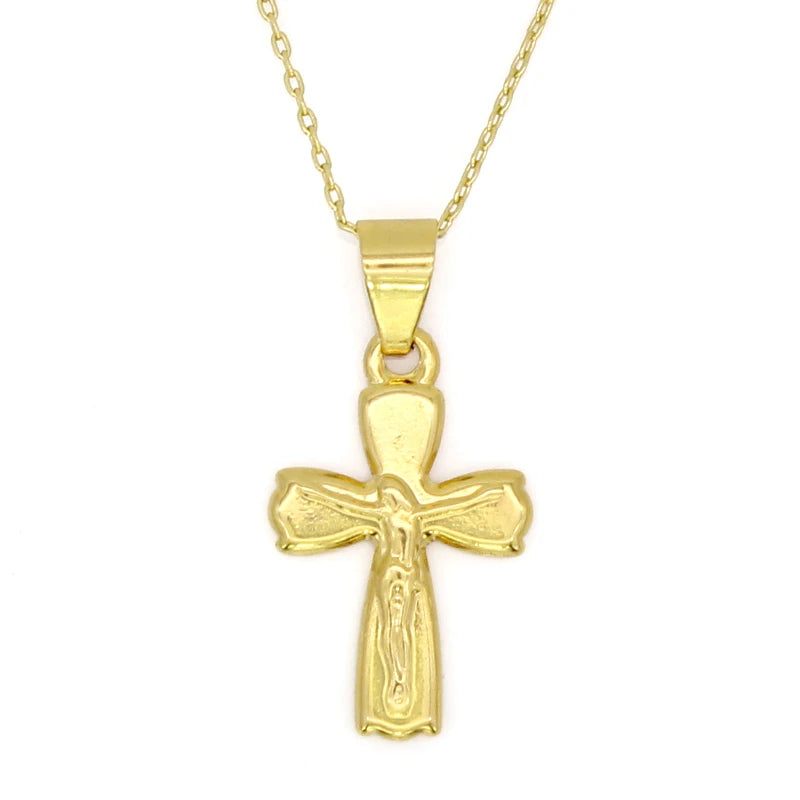 Anietna Jesus Cross Necklace 18K Plated Pendant Jewelry colgantes
