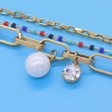 Anietna Multicolor Pearl Pendent Bracelet