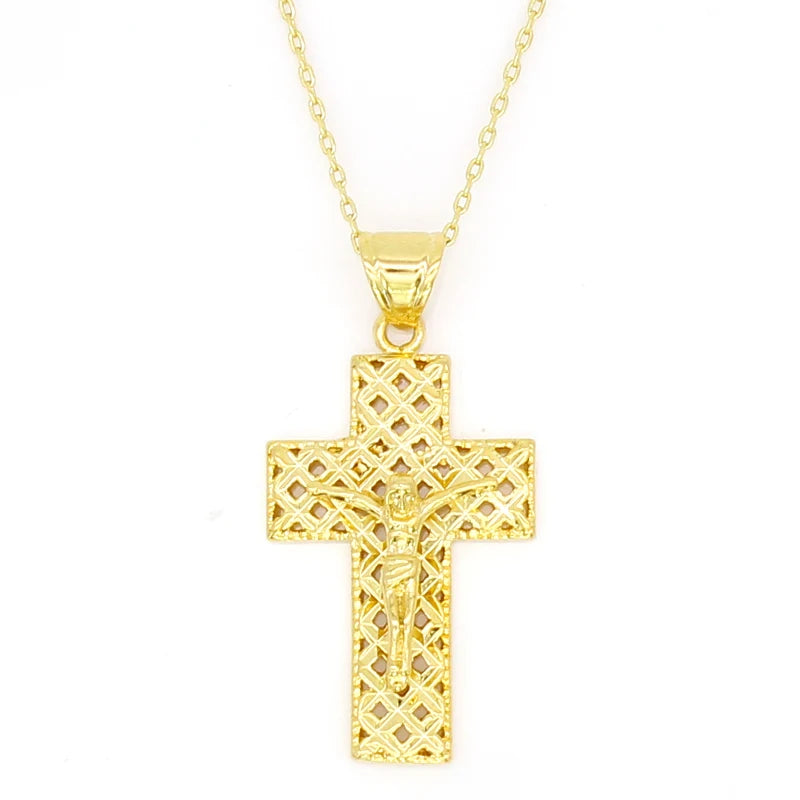 Anietna Retro Jesus Cross Necklace 18K Plated Pendant Jewelry