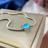 925 Sterling Paraiba Tourmaline Bracelet High Carbon Diamond Fine Jewelry