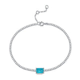 925 Sterling Paraiba Tourmaline Bracelet High Carbon Diamond Fine Jewelry