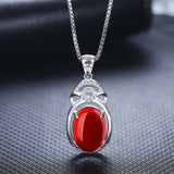 925 Silver Oval Green Red Agate Pendant Necklace Jewelry