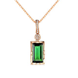 925 Silver Green Emerald Pendant Necklace for Women
