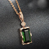 925 Silver Green Emerald Pendant Necklace for Women