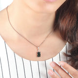 925 Silver Green Emerald Pendant Necklace for Women