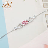 Pink Zircon Tourmaline Gemstone Chain Bracelet