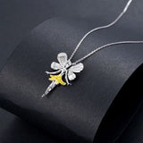 FashionSilver Gemstone Wedding Engagement Angel Pendent Necklace