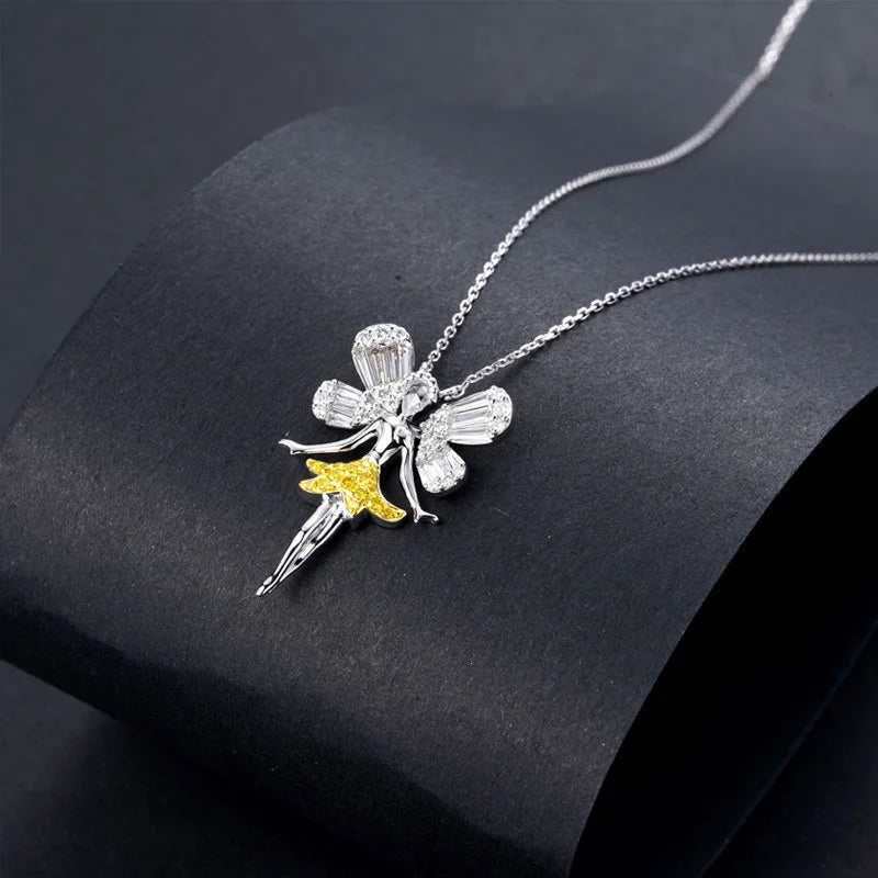 FashionSilver Gemstone Wedding Engagement Angel Pendent Necklace