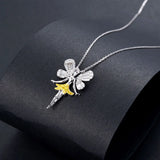 FashionSilver Gemstone Wedding Engagement Angel Pendent Necklace