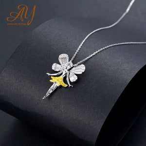 FashionSilver Gemstone Wedding Engagement Angel Pendent Necklace