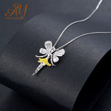 FashionSilver Gemstone Wedding Engagement Angel Pendent Necklace
