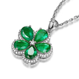 Flower Gemstone Nano Emerald Pendant 925 Sterling Silver Necklace