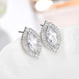 High-Quality Clear Crystal Stud Earrings 925 Sterling Silver Earrings for Women