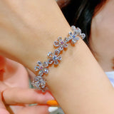 High Moissanite Flower Zircon Bracelet Silver Jewelry