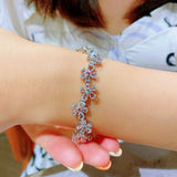 High Moissanite Flower Zircon Bracelet Silver Jewelry
