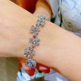High Moissanite Flower Zircon Bracelet Silver Jewelry