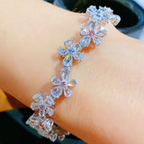 High Moissanite Flower Zircon Bracelet Silver Jewelry