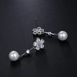 Baroque Pearl Earrings Plant Leaves Dangle Earrings Crystal Jewelry