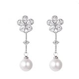 Baroque Pearl Earrings Plant Leaves Dangle Earrings Crystal Jewelry