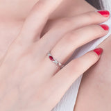 925 Silver Ruby Gemstone Wedding Engagement Rose Ring