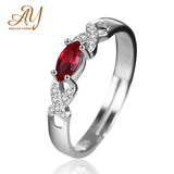 925 Silver Ruby Gemstone Wedding Engagement Rose Ring