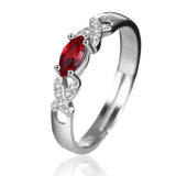 925 Silver Ruby Gemstone Wedding Engagement Rose Ring