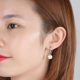 Solid Silver 925 Freshwater Pearl Drop Earrings for Women