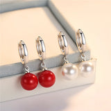 Solid Silver 925 Freshwater Pearl Drop Earrings for Women