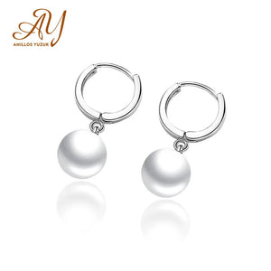 Solid Silver 925 Freshwater Pearl Drop Earrings for Women