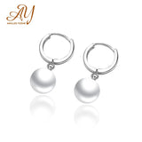 Solid Silver 925 Freshwater Pearl Drop Earrings for Women