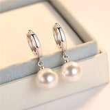 Solid Silver 925 Freshwater Pearl Drop Earrings for Women