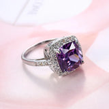 Square Amethyst Garnet Ring 925 Sterling Silver Engagement Rings