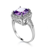 Square Amethyst Garnet Ring 925 Sterling Silver Engagement Rings