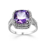 Square Amethyst Garnet Ring 925 Sterling Silver Engagement Rings