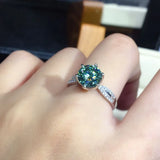 Simulated Blue-green Moissanite Open Wedding Ring