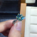 Simulated Blue-green Moissanite Open Wedding Ring