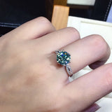 Simulated Blue-green Moissanite Open Wedding Ring
