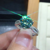 Simulated Blue-green Moissanite Open Wedding Ring