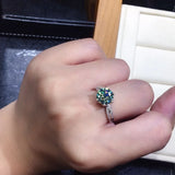 Simulated Blue-green Moissanite Open Wedding Ring
