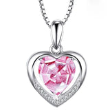 Pink Heart Pendant Necklace Birthstone Fine Jewelry