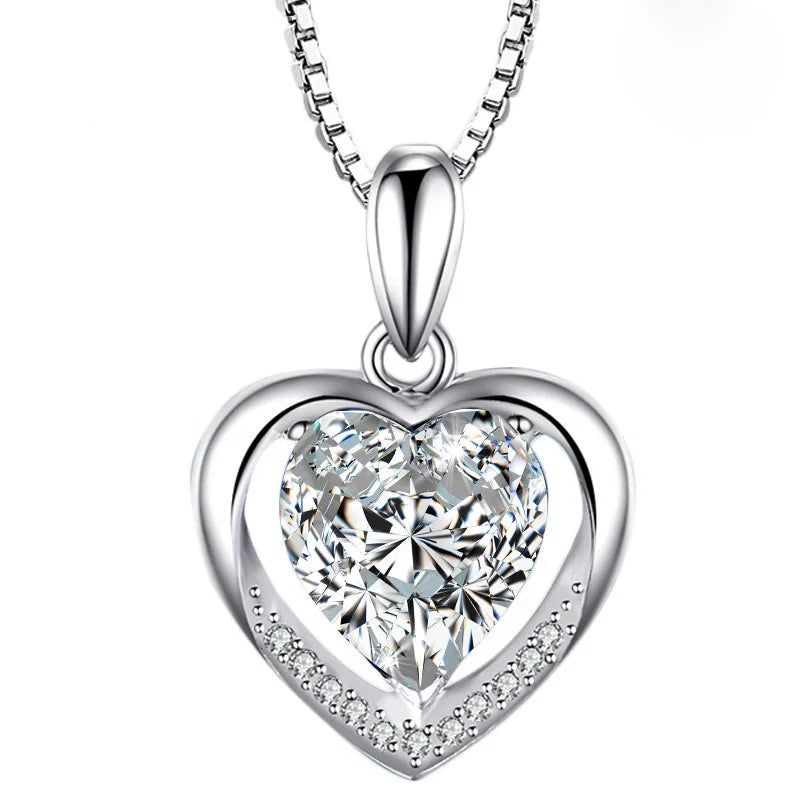 Pink Heart Pendant Necklace Birthstone Fine Jewelry