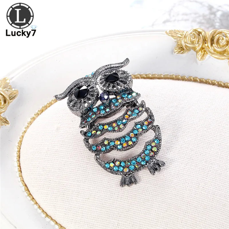 Owl Rhinestone Brooch Personality Corsage Clothing Pins