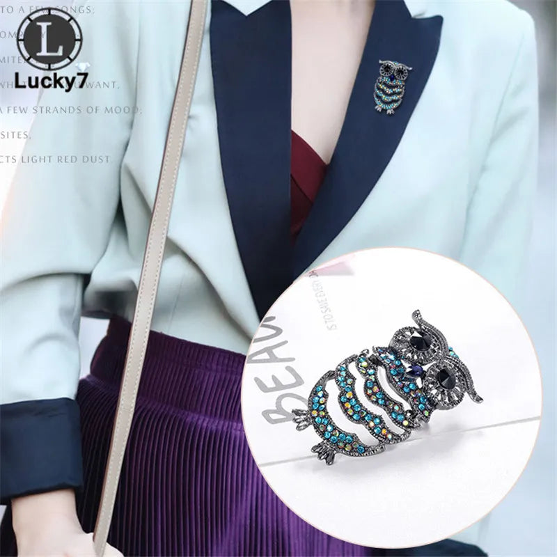 Owl Rhinestone Brooch Personality Corsage Clothing Pins