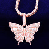 Butterfly Pendant Necklace Cubic Zircon Hip Hop Rock Jewelry