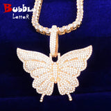 Butterfly Pendant Necklace Cubic Zircon Hip Hop Rock Jewelry
